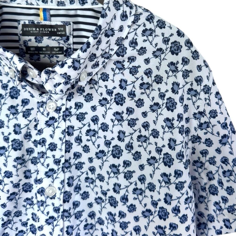 Denim & Flower Boys Floral Performance Shirt - Size 9/10 - Picture 4 of 4